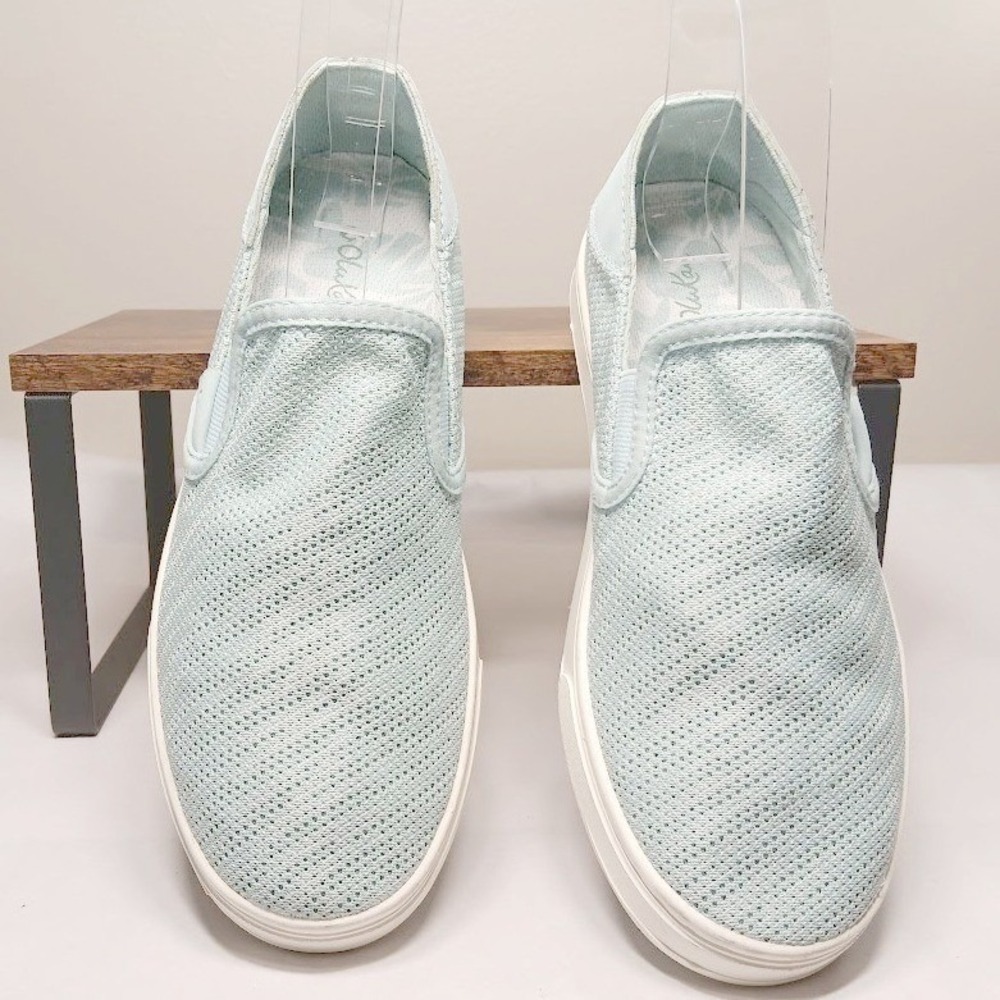Olukai‎ Pehuea Sneakers Womens Size 7 Blue Good Mesh Slip On Drop-In Heel